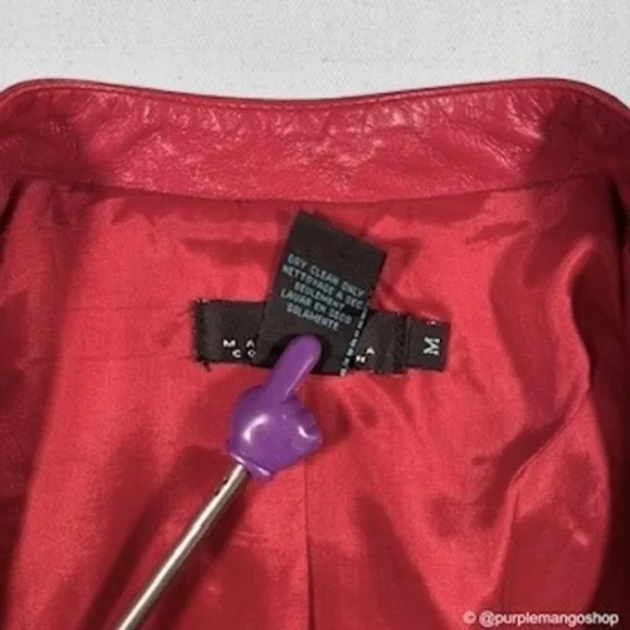 VINTAGE BCBG Max Azria Y2K Cherry Red Leather Jacket | Fitted Moto | Women's M - Picture 8 of 13